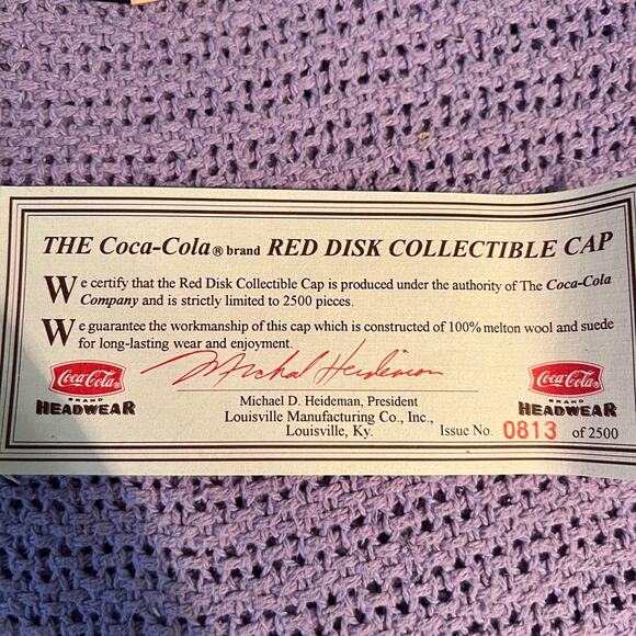 Coca Cola Coke Collector’s Series Limited Edition 813 of 2500 COA Cap Hat - Picture 4 of 10